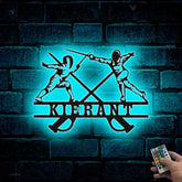 Custom Fencing Metal Wall Art Led Lights, Persoanlized Fencer Metal Name Sign, Fencing Sports Metal Sign, Fencing Team Sign, Fence Combat Sport Sign